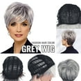 thumbnail image 1 of Wig European And American Short Curly Hair Grandma Gray Partial Headgear, 1 of 1