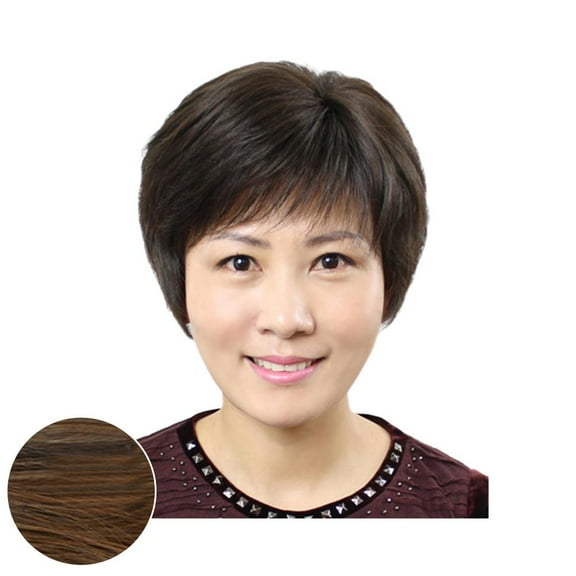 Wig Female Short Hair Real Hair Middle-Aged And Elderly Elderly Ladies Mother H4W6