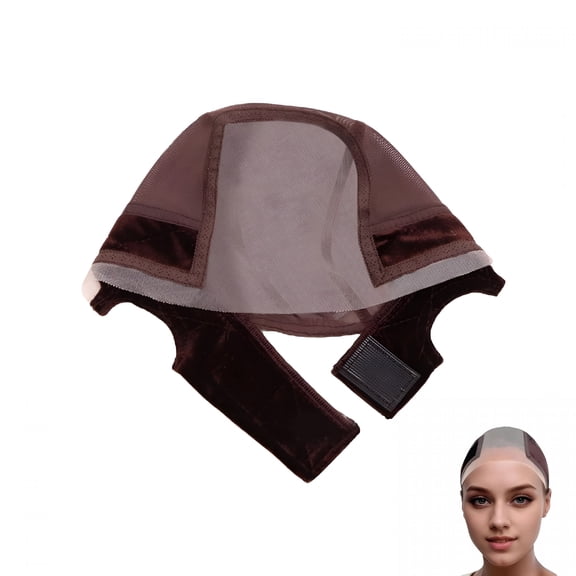 Wig Grip Cap for Glueless Wig, Adjustable Lace Front Caps with Band Women Brown,22-24inch,Brown