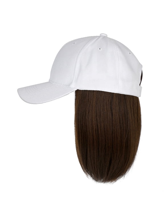 Wig Integrated Baseball Cap, Bob Hairstyle Hat, Adjustable Hair Headwear, Women Natural Stylish Combined Headgear for Outing Leisure Dressing Trendy Convenient Fashion Hat,F