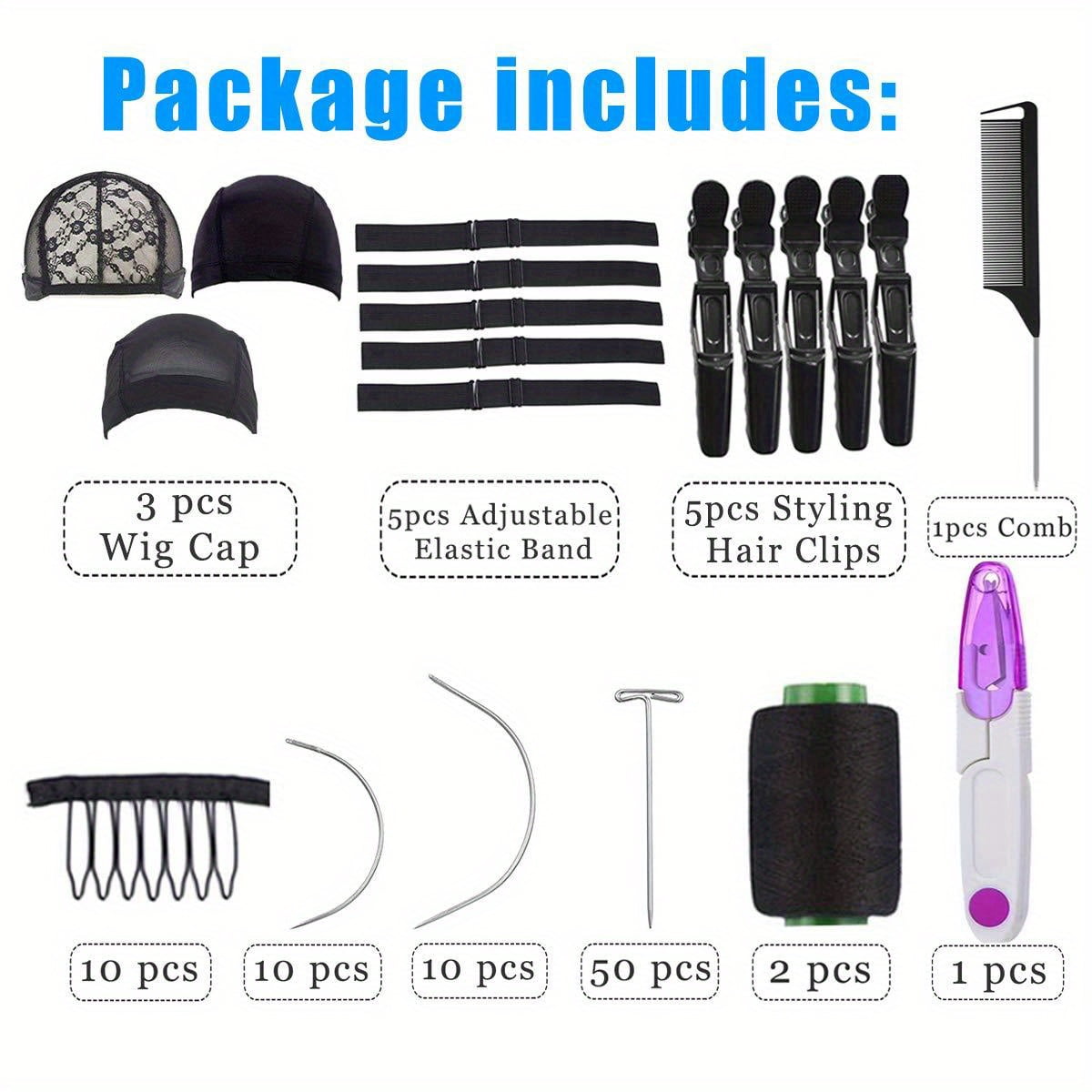 Wig Kit DIY Wig Tools Wig Accessories 5 Pieces Adjustable Elastic Band