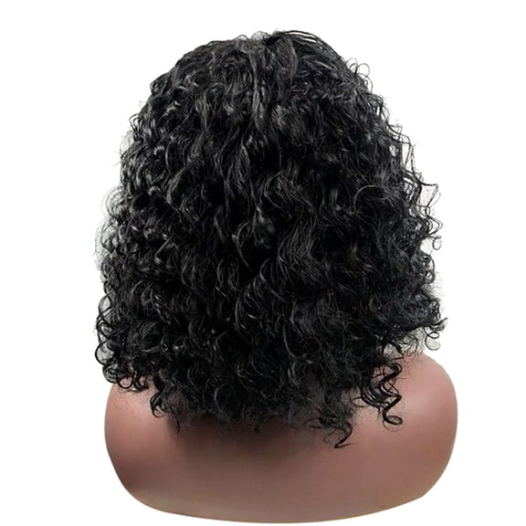 Wig - Natural Looking Black Synthetic Wig for Women, Heat Resistant Fiber, Rose Net Full Wig, Side Part Curly Style Hairpiece for Daily Wear, Christmas Thanksgiving Holiday