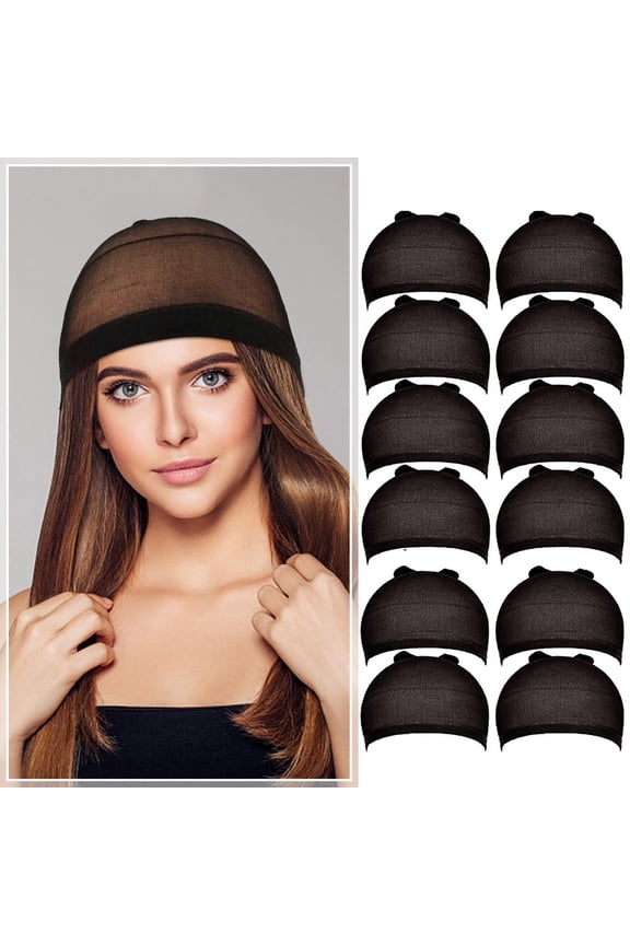 Wig Net Cap High Elastic Hair Mesh Compression Cap for Women 12 Pack Stocking Wig Caps Secure Fit Breathable Comfortable