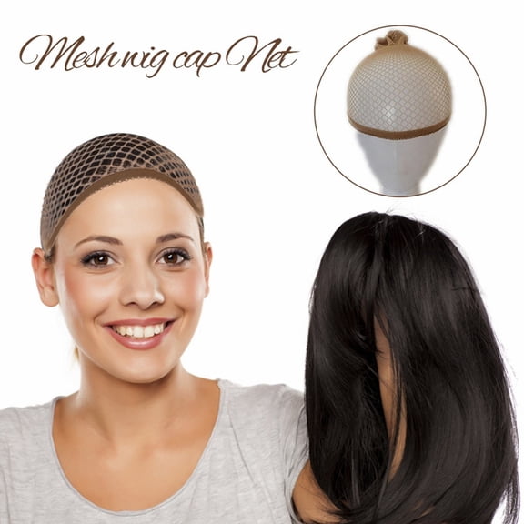Wig Net Extended Hair Cover for Women, Breathable Elastic Hair Cap, Soft Mesh Hairnet for Hair Bun, Ballet, Cooking, Sleeping, Hair Protection, Black & Nude