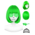 thumbnail image 1 of Wig and Party Sunglasses, Color Bob Wig, Cosplay Wigs and Party Wigs, Rainbow Wig with Neon Glasses Blue Wig for Women - Bachelorette Party Wigs Decorations Favors, 1 of 6