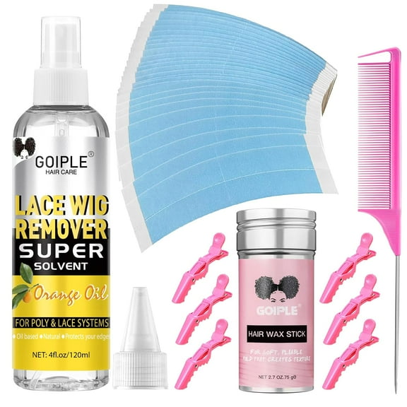 Wig Tape for Lace Wigs Double-Sided Waterproof Lace Tape - Adhsive Strips for Lace Front Wig Toupee, Hairpiece- Tape in Extension Remover Hair Glue Remover, Fast Acting Hair Extensions Remover Set