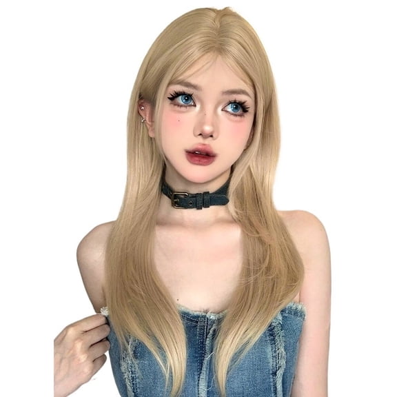 Wig, Women's Long Hair, Mid Split, Full Head Cover, Layered, Long Straight Hair, Fluffy Breathable, lightweight