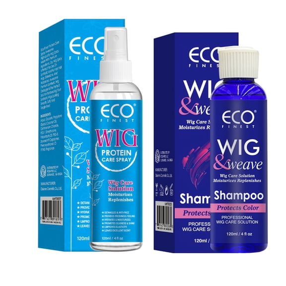 Wig care duet: shampoo+moisturizing spray set - mild and clean, lasting moisturizing synthetic and human hair. Anti frizz and prolong service life. Free of sulfates, easy to use.