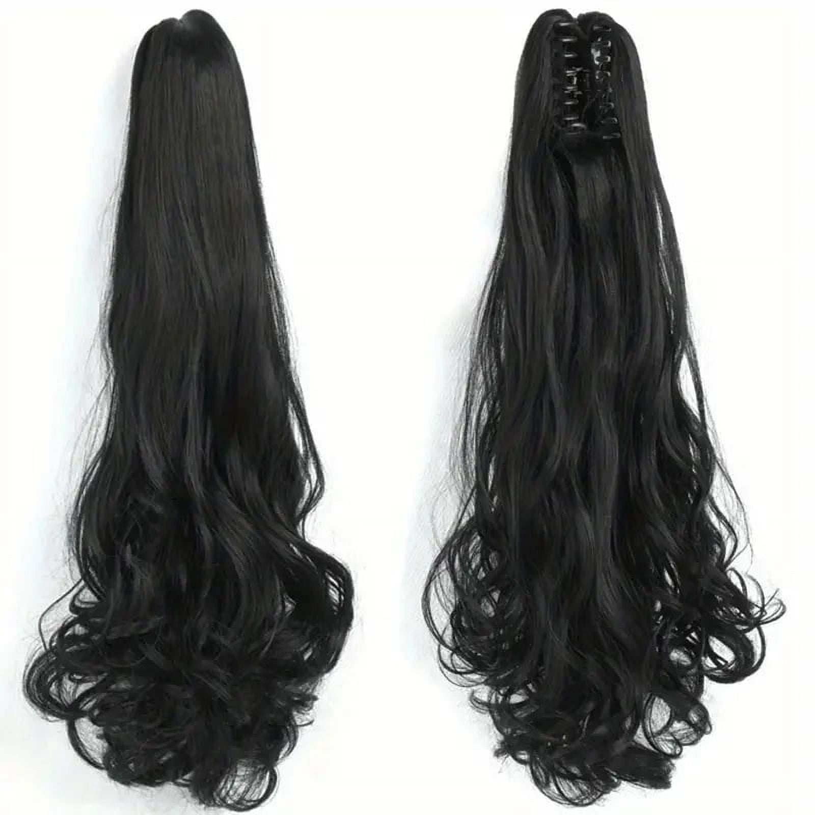 Wig female curly hair big wavy ponytail with grab clip