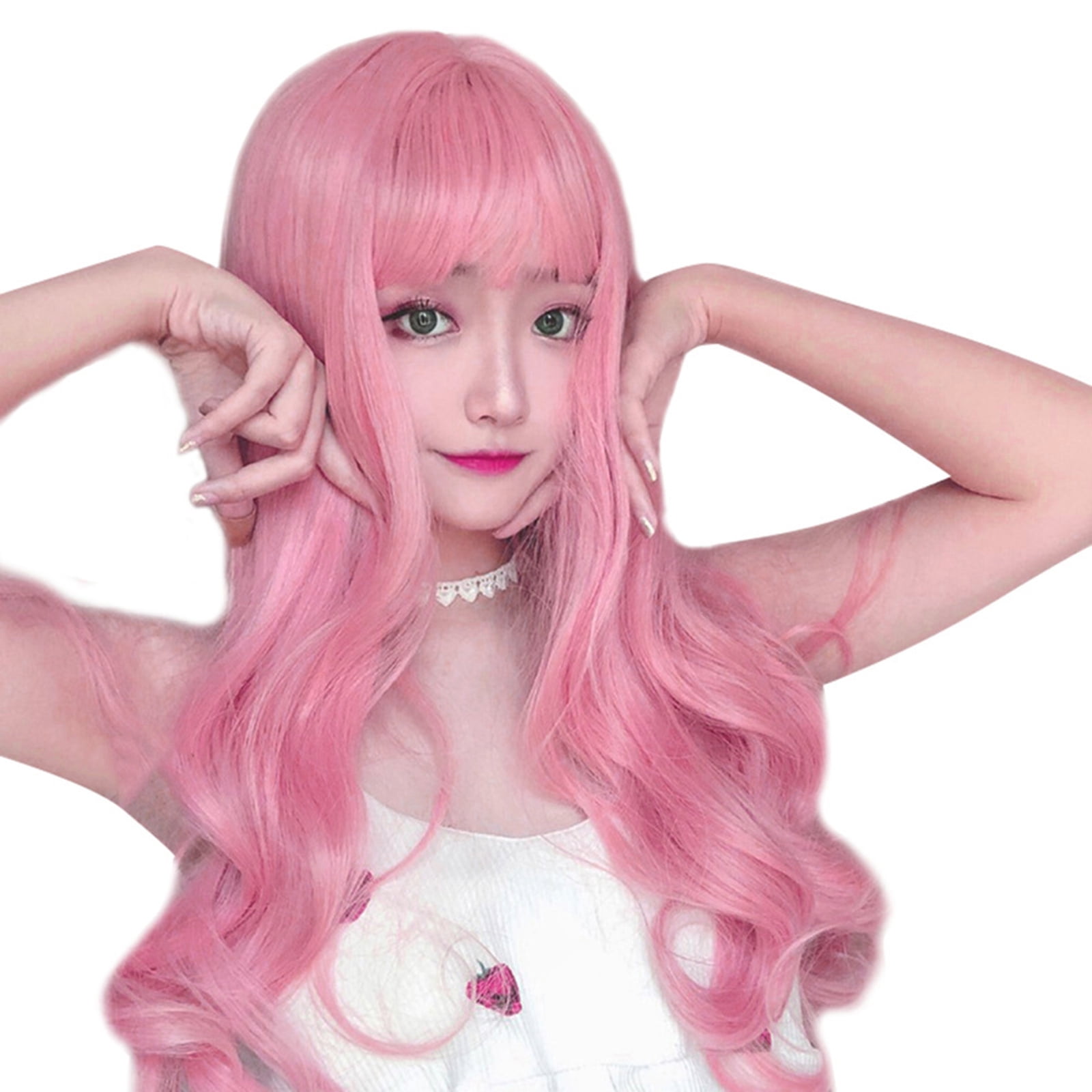 Wig With Air Bangs Fluffy Long Curly Hair Wig Water Ripple Small Wave For Girls Cosplay 