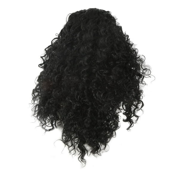 Wig with Bangs, Wigs for Women, Black Mid-length Curly Hair Simulation Wig Ladies Chemical Fiber High Temperature Silk