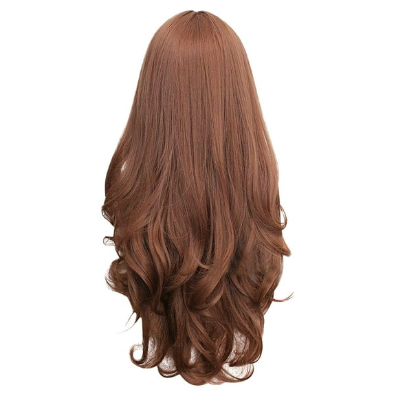 Wig with Bangs, Wigs for Women, Body Wig For Women With Medium Length Curly Hair, Brown 1B Wig European And Rose Mesh Matte Silk