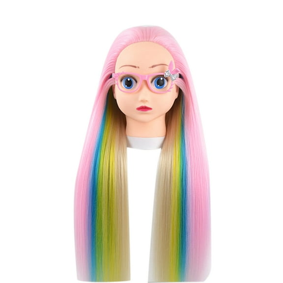 Wig with Bangs, Wigs for Women, Cosmetology Mannequin with Synthetic Hair and Stand for Styling