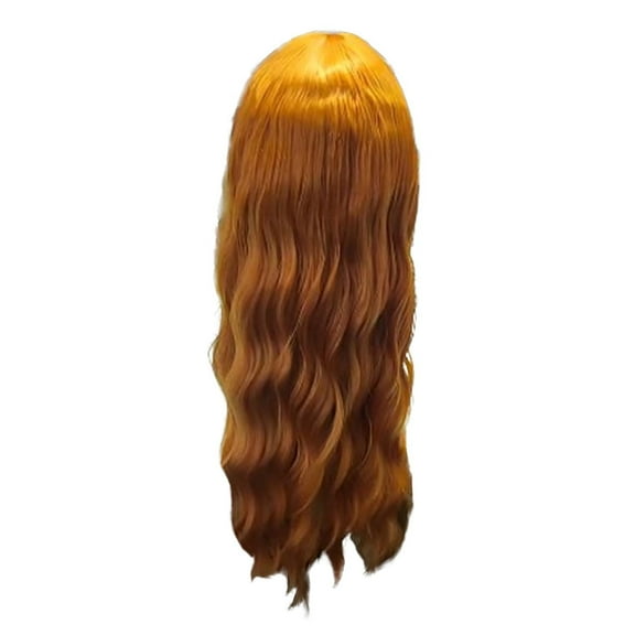 Wig with Bangs, Wigs for Women, European And Small Lace Wig, Women's Long Curly Hair, Orange Large Wavy Synthetic Fiber Full Head Cover