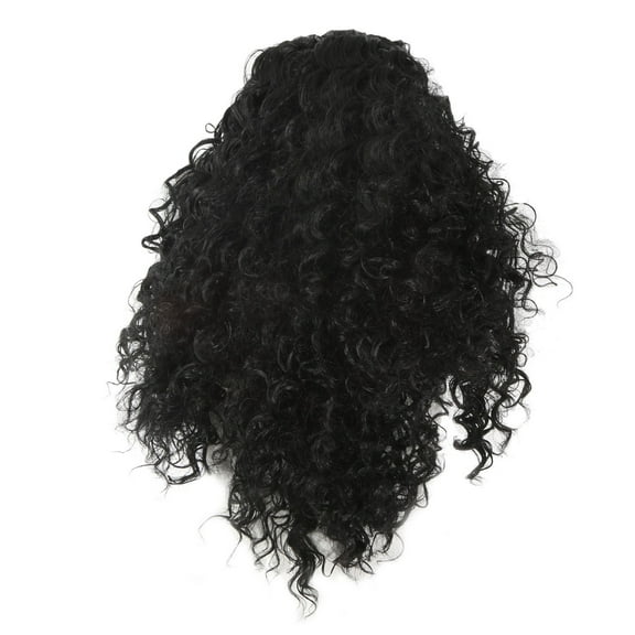 Wig with Bangs, Wigs for Women, Ladies Front Lace Wig Set Black Mid-length Curly Hair Simulation Wig