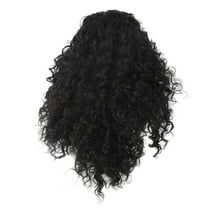 Wig with Bangs, Wigs for Women, Ladies Front Lace Wig Set Black Mid-length Curly Hair Simulation Wig