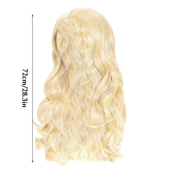 Wig with Bangs, Wigs for Women, Ladies Small Curly Hair Sets Wavy Curls Wig Can Be Straightened And Bent 28.3Inches (Pale Gold )