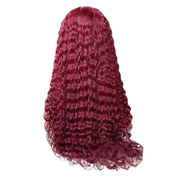 Wig with Bangs, Wigs for Women, Long Curly Hair Lace Wig Selling Small Curly Hair In Africa Wine Red