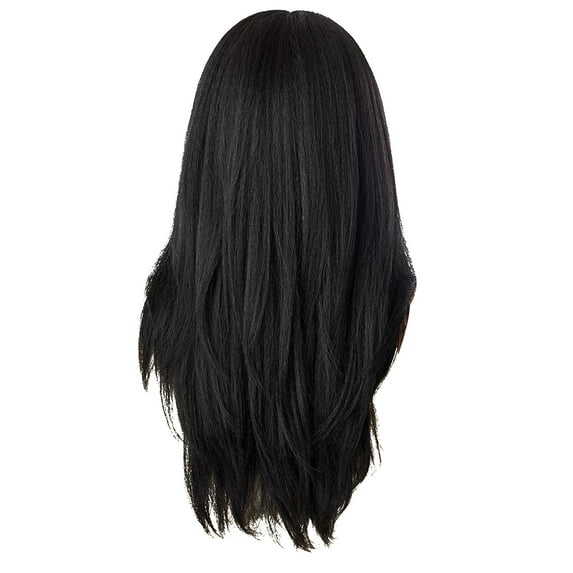 Wig with Bangs, Wigs for Women, Medium Hair Straight Hair Female Black European And Gradient Color Long Wig Chemical Fiber Any Face Wig