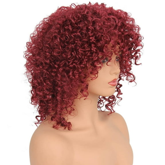 Wig with Bangs, Wigs for Women, Synthetic Curly Hair Wigs Woman Short Hair Heat Resistance Fiber
