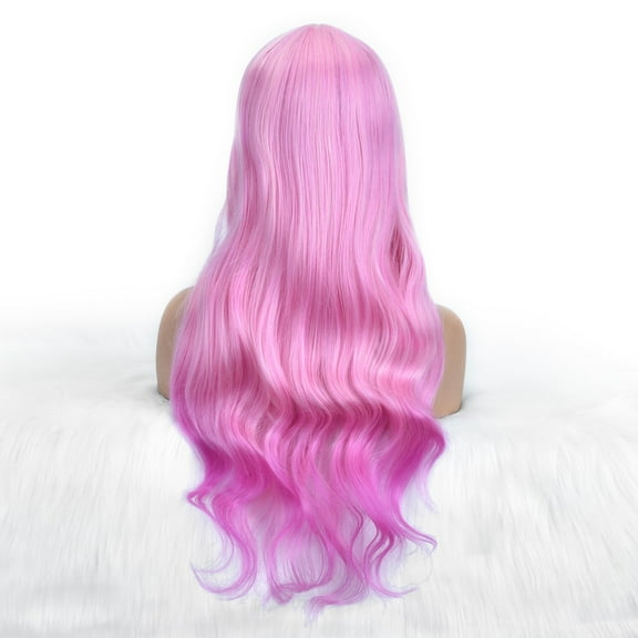 Wig with Bangs, Wigs for Women, Wig Women's Wavy Long Curly Hair With Natural Bangs In The Center