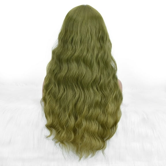 Wig with Bangs, Wigs for Women, Wig Women's Wavy Long Curly Hair With Natural Bangs In The Center