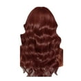 thumbnail image 1 of Wig with Bangs, Wigs for Women, Wig Women's Wine Red Long Curly Hair Large Wig Headcover 70cm, 1 of 9