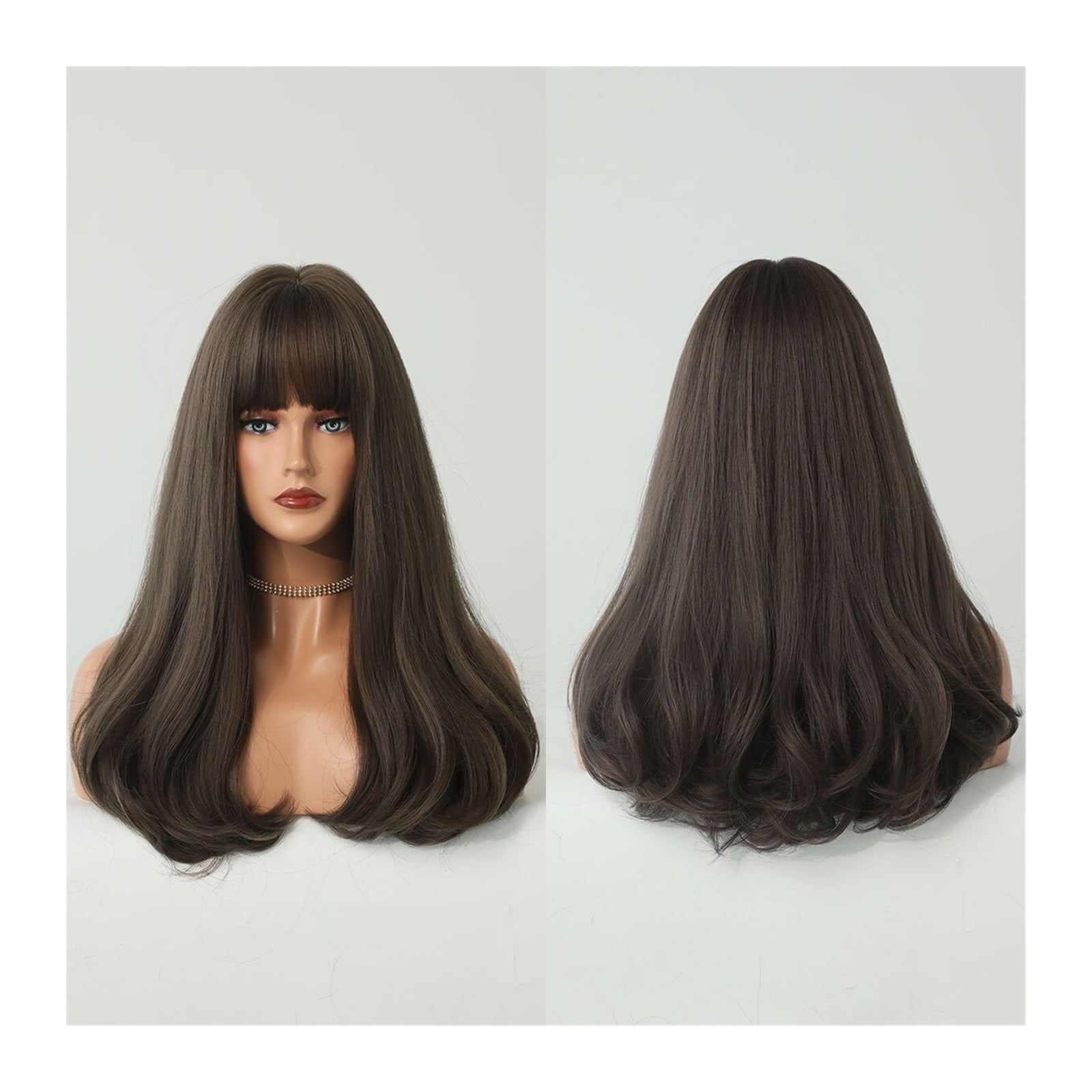 Wig with Bangs for Women Synthetic Hair Wave Wigs 18 Inches Wig for Daily Cosplay and Party