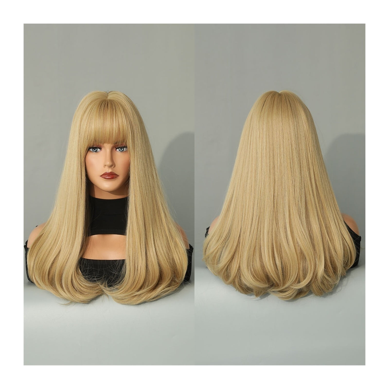 Wig with Bangs for Women Synthetic Hair Wave Wigs 18 Inches Wig for Daily Cosplay and Party