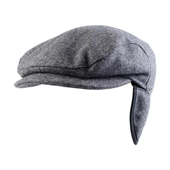 Wigens Carl Men's Classic Longshoreman 100% Wool Ivy Cap with Earflaps Grey Melange