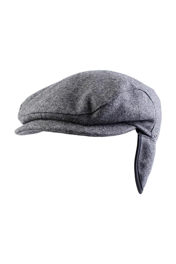 Carl Men's Classic Longshoreman 100% Wool Ivy Cap with Earflaps Grey Melange