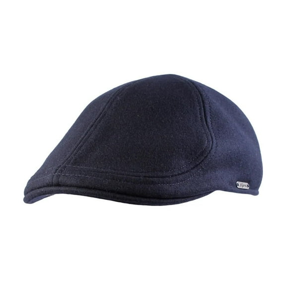 Wigens Men's Classic 100% Melton Wool Pub Cap Dark Blue