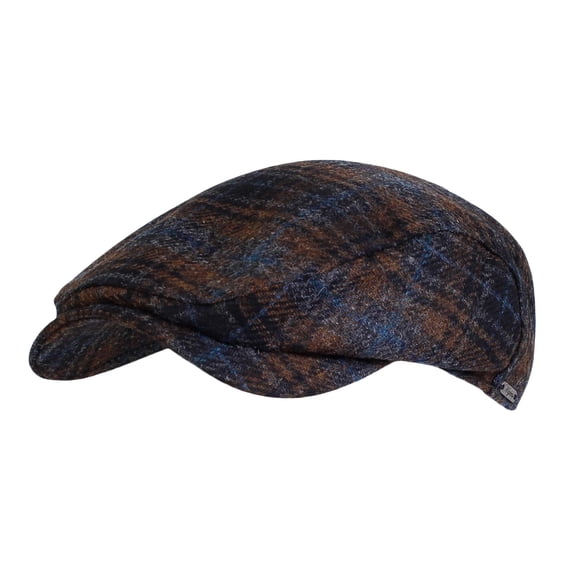 Wigens Swedish Plaid Contemporary Cap- 100% Pure New Wool 101341 Navy 58