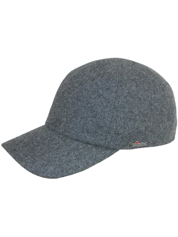 Men's Wool Baseball Cap with Earflaps, 63, Light Grey
