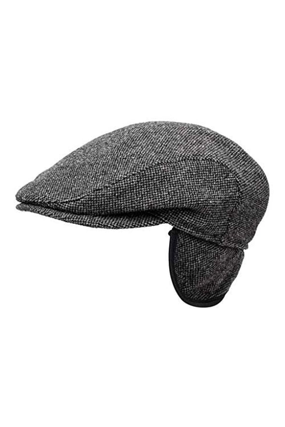 Wool Ivy Cap with Tuckaway Earflaps 56 Dark Grey