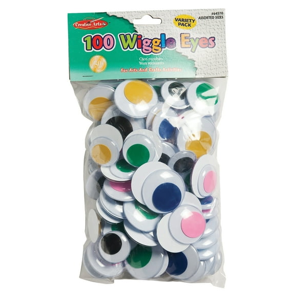 Charles Leonard Wiggle Eyes, Jumbo Round, Assorted Colors & Sizes, Pack of 100