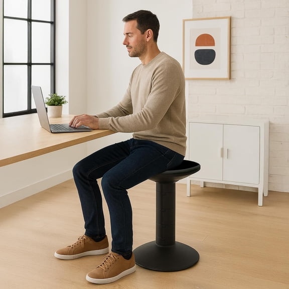 Wiggle Stool – Active Flexible Seating for Classroom and Home Study, Adjustable 12-18 Inch Height, Black (00300U01C)