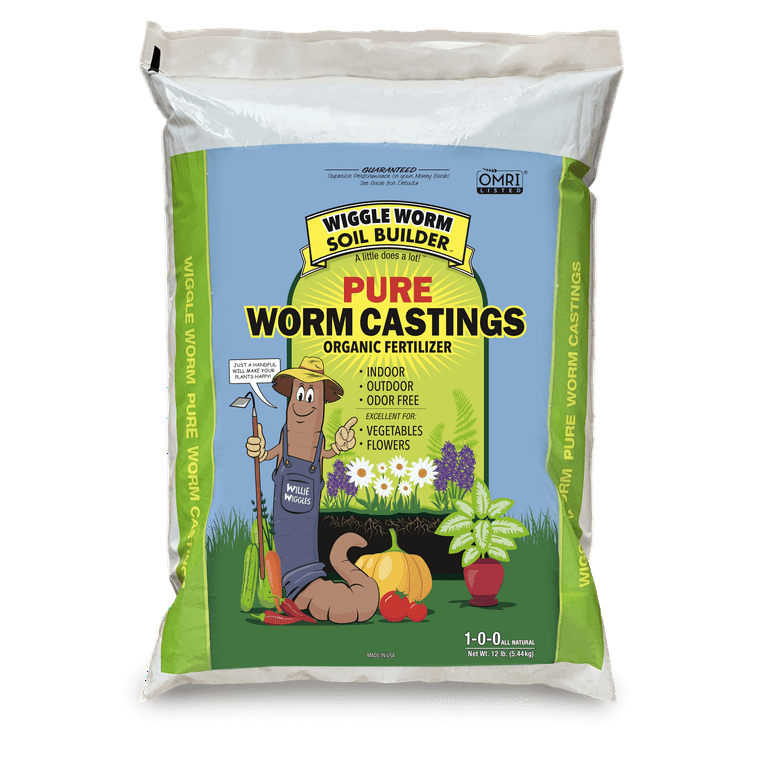 Wiggle Worm Pure Organic Worm Castings - All-Natural Fertilizer for Indoor  & Outdoor Plants, Odor-Free, Ideal for Vegetables, Flowers, and Gardens (12  lbs) - Walmart.com