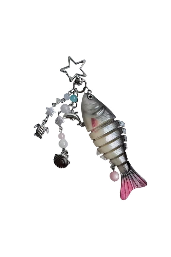Wiggling Fish Keychain Flexible Jointed Body Resin Materials Keyring For Anglers Outdoor Activity Decoration