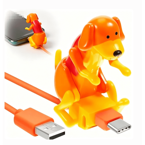 Wiggly Moving Dog Charging Cable, Dynamic Swing Puppy Design While Charging, Stress Relief USB Data Cord for iOS & Type-C, Perfect Gift