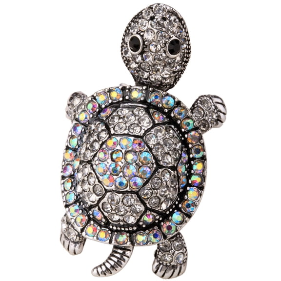 Wiggly Turtle Stretch Rings for Women Fit Finger Size 6.5 to 9 Rhinestone Silk Scarf Holders