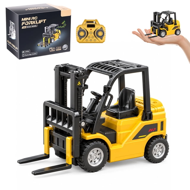 Remote Contruction Work Wiggos Mini Excavator Toy, 1:64 RC Construction Vehicle Set, 2.4GHz ...