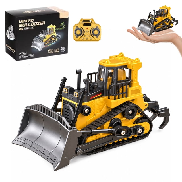 Remote Contruction Work Wiggos Mini Excavator Toy, 1:64 RC Construction Vehicle Set, 2.4GHz ...