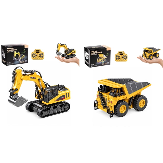 Remote Contruction Work Wiggos Mini Excavator Toy, 1:64 RC Construction Vehicle Set, 2.4GHz ...