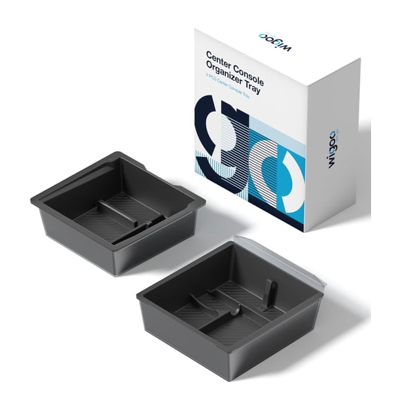 Wigoo Center Console Organizer for Tesla Model Y Juniper (Only Premium & Performance 2025 2026) & All Model 3 Highland Accessories, 2-Layer Storage, Smooth Sliding, 2PCS Black