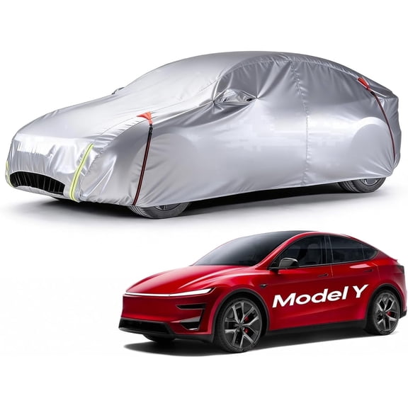 Witem 2026 Car Cover for Tesla Model Y 2020-2026, Waterproof All Weather Outdoor Indoor Full SUV Cover Accessories, Windproof Sun UV Rain Snow Dust Protection, Door Zipper, Reflective Strips