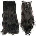 thumbnail image 1 of Wigs Human Hair 22 Inch Wavy Curly Full Head Clip In On Double Weft Hair Extensions（dark Black）, 1 of 5