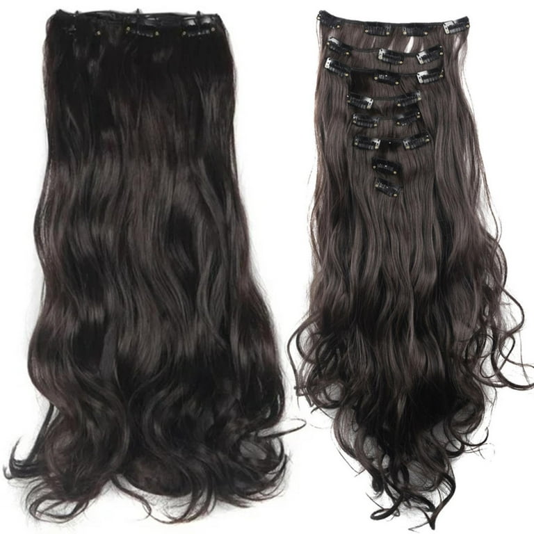 Wigs Human Hair 22 Inch Wavy Curly Full Head Clip In On  display picture 3