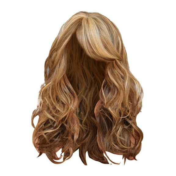 Wigs Human Hair,Women's Heat Hair Blonde Long Curly Full Wig, Women's Heat Hair Blonde Long Curly Full Wig, Multicolor Medium-Length Curly Hair Synthetic Wig Brown, Human Hair Wig, 1x Wig（21.65"）
