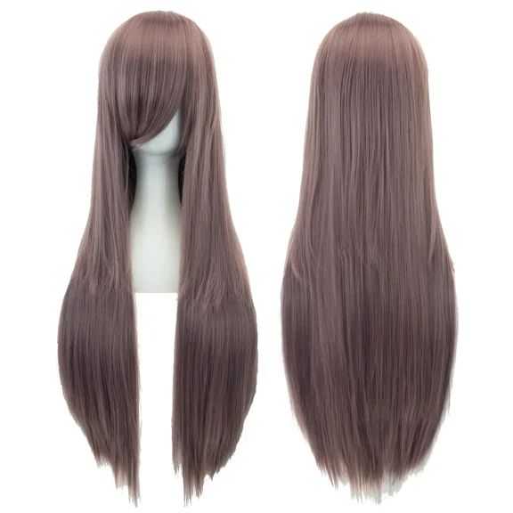 Wigs Long Synthetic Hair White Purple Cosplay Wigs Party Black Hair Straight Wig Hairpiece for Women,Ash Purple